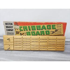 Vintage Milton Bradley Company Cribbage Board with the Pegs Intact Box